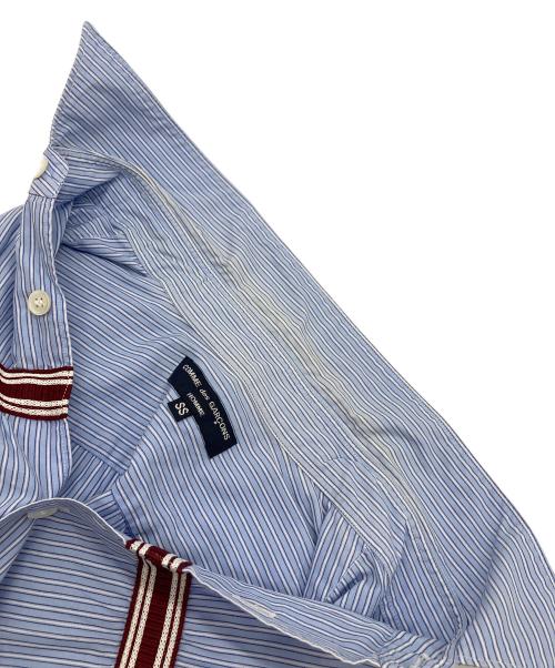 COMME des GARCONS HOMME（コムデギャルソン オム）COMME des GARCONS HOMME (コムデギャルソン オム) ストライプテープシャツ 半袖シャツ　08SS ホワイト×ネイビー サイズ:SSの古着・服飾アイテム