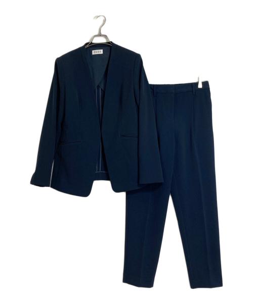PLST（プラステ）PLST (プラステ) プレミアムオックスカラーレスジャケットパンツセットアップスーツ ネイビー サイズ:Mの古着・服飾アイテム