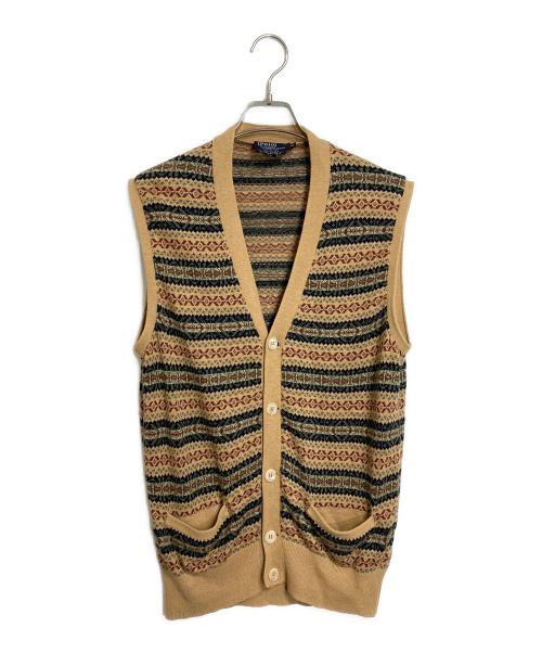 POLO RALPH LAUREN（ポロ・ラルフローレン）POLO RALPH LAUREN (ポロ・ラルフローレン) シルク混ネイティブベスト ベージュ サイズ:Mの古着・服飾アイテム