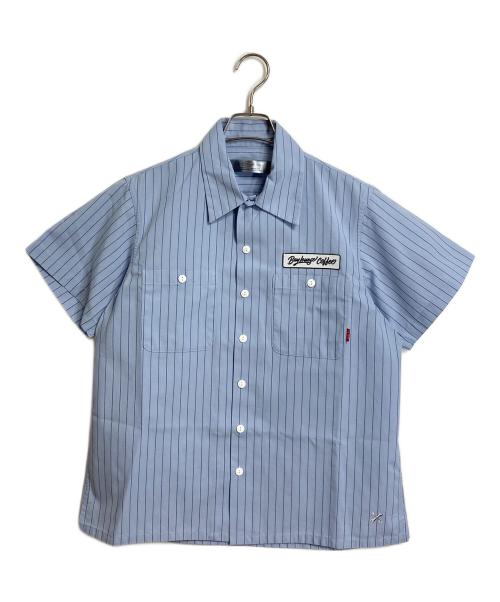 BLUCO WORK GARMENT（ブルコ ワーク ガーメント）BLUCO WORK GARMENT (ブルコ ワーク ガーメント) STANDARD WORK SHIRTS  半袖シャツ　ストライプ ブルー サイズ:Sの古着・服飾アイテム