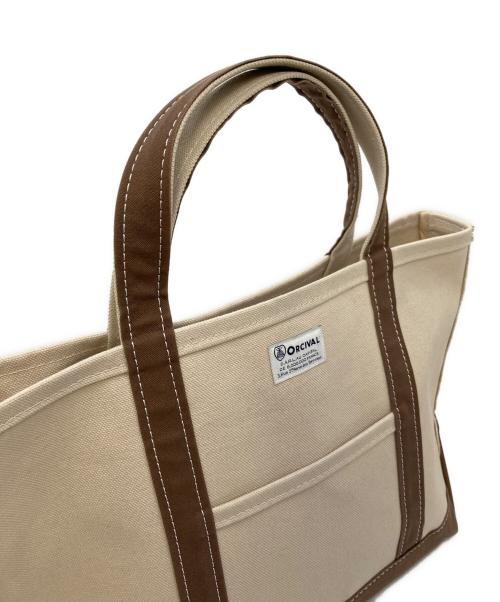 ORCIVAL（オーシバル）ORCIVAL (オーシバル) キャンバストートバッグ　 ベージュ×ブラウン サイズ:実寸バッグの古着・服飾アイテム