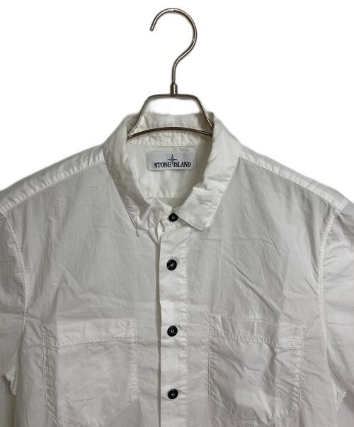 STONE ISLAND（ストーンアイランド）STONE ISLAND (ストーンアイランド) OXFORD S/S SHIRT ホワイト サイズ:Mの古着・服飾アイテム