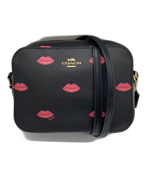 COACH（コーチ）COACH (コーチ) リップデザインショルダーバッグ ブラック×ピンク サイズ:実寸参照の古着・服飾アイテム