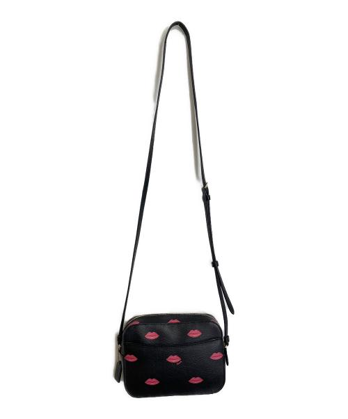 COACH（コーチ）COACH (コーチ) リップデザインショルダーバッグ ブラック×ピンク サイズ:実寸参照の古着・服飾アイテム