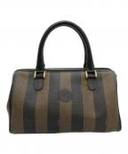 FENDIフェンディ）の古着「ペカン柄ミニボストンバッグ」｜ブラウン×ブラック