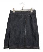BURBERRY LONDONバーバリーロンドン）の古着「ラップデニムスカート　巻きスカート　ミニスカート」｜ブラック