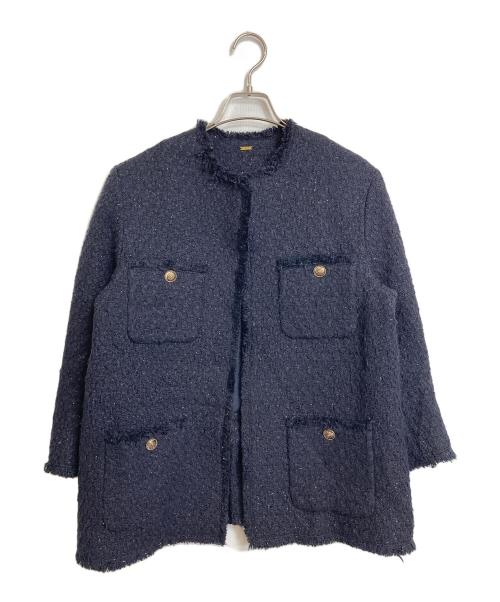 Mila Owen（ミラオーウェン）Mila Owen (ミラオーウェン) 金釦ツイードジャケット　アウター　セレモニー ブラックの古着・服飾アイテム