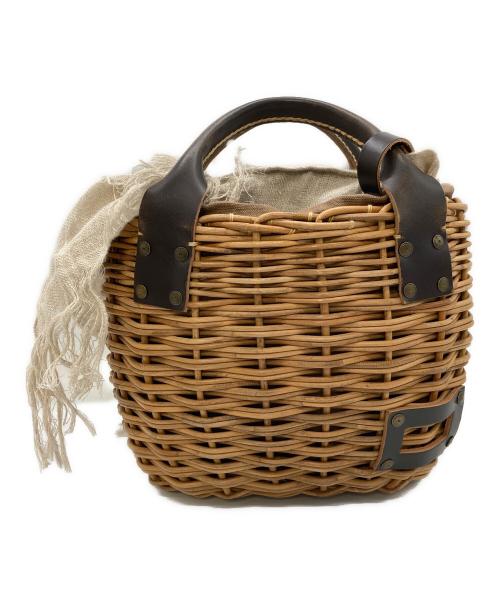 ebagos（エバゴス）ebagos (エバゴス) ２本編みバッグ ブライドルレザー×紅籐 (2本編みM) CHOCOの古着・服飾アイテム