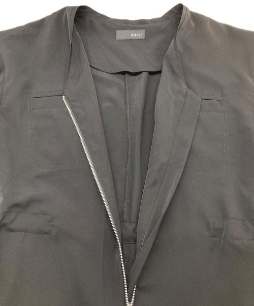 styling/（スタイリング）styling/ (スタイリング) ウエストギャザーオールインワン ブラック 未使用品の古着・服飾アイテム