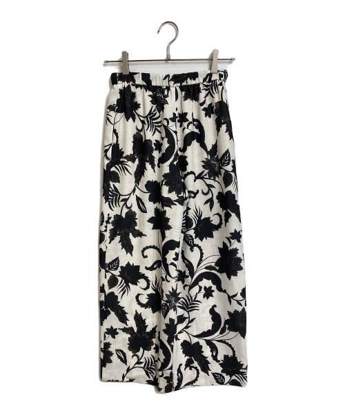 DRESSTERIOR（ドレステリア）DRESSTERIOR (ドレステリア) ボタニカルプリントイージーワイドパンツ　イージーパンツ　ワイドパンツ　花柄 ホワイト×ブラック サイズ:34の古着・服飾アイテム
