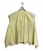DRESSTERIORドレステリア）の古着「フレンチスリーブイレギュラーヘムブラウス　日本製　セレモニー」｜イエロー