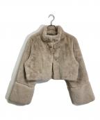 DazzliNダズリン）の古着「ショートビットフェイクファーコート　ショートコート　ショートジャケット　ファーコート　ファージャケット　アウター」｜ベージュ