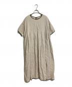 TSUHARU by samansa Mos2ツハル バイ サマンサモスモス）の古着「リネンパイピングワンピース」｜ベージュ×オリーブ