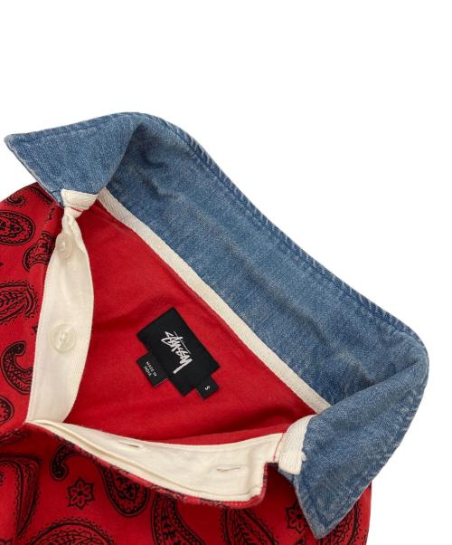stussy（ステューシー）stussy (ステューシー) ペイズリーラガーシャツ レッド×ブラック サイズ:Sの古着・服飾アイテム