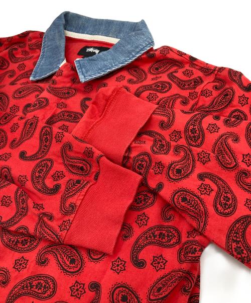stussy（ステューシー）stussy (ステューシー) ペイズリーラガーシャツ レッド×ブラック サイズ:Sの古着・服飾アイテム