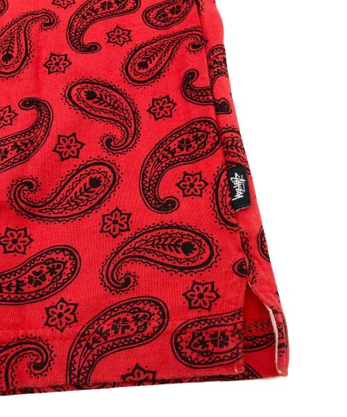 stussy（ステューシー）stussy (ステューシー) ペイズリーラガーシャツ レッド×ブラック サイズ:Sの古着・服飾アイテム