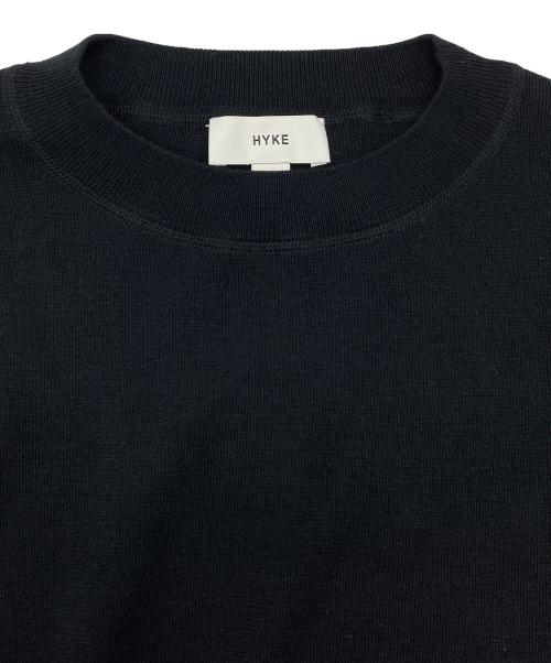 HYKE（ハイク）HYKE (ハイク) 裾ロゴ刺繍クルーネックニット ブラック サイズ:2の古着・服飾アイテム