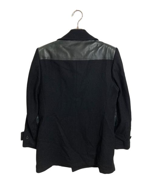 VERSACE（ヴェルサーチェ）VERSACE (ヴェルサーチェ) レザー切替ウールコート ブラック サイズ:46の古着・服飾アイテム