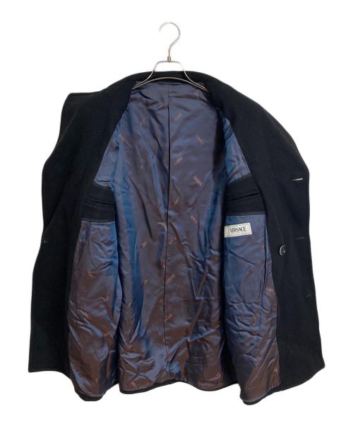 VERSACE（ヴェルサーチェ）VERSACE (ヴェルサーチェ) レザー切替ウールコート ブラック サイズ:46の古着・服飾アイテム