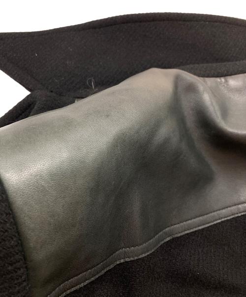 VERSACE（ヴェルサーチェ）VERSACE (ヴェルサーチェ) レザー切替ウールコート ブラック サイズ:46の古着・服飾アイテム