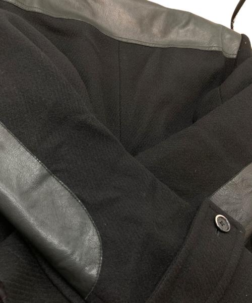 VERSACE（ヴェルサーチェ）VERSACE (ヴェルサーチェ) レザー切替ウールコート ブラック サイズ:46の古着・服飾アイテム