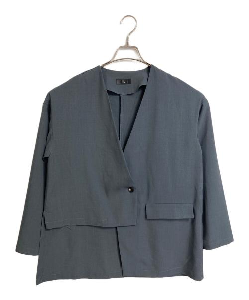 OSMOSIS loaf（オズモーシスロフ）OSMOSIS loaf (オズモーシスロフ) ノーカラーアシンメトリージャケット　デザインジャケット　アウター　ライトアウター　セレモニー グレー サイズ:ONEの古着・服飾アイテム