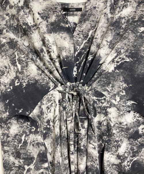 OSMOSIS loaf（オズモーシスロフ）OSMOSIS loaf (オズモーシスロフ) バックギャザーワンピース　総柄　ドローコード グレー サイズ:ONEの古着・服飾アイテム