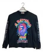 A BATHING APE×READYMADEア ベイシング エイプ×レディメイド）の古着「SPRAY WIDE FIT L/S TEE  スプレーワイドフィットロングスリーブT  ロングスリーブカットソー　ロンT   日本製」｜ブラック