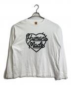HUMAN MADEヒューマンメイド）の古着「HEART LOGO L/S TEE SHIRT ハートロゴ長袖Tシャツ　ロンT 日本製」｜ホワイト