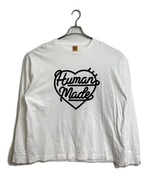 HUMAN MADE（ヒューマンメイド）HUMAN MADE (ヒューマンメイド) HEART LOGO L/S TEE SHIRT ハートロゴ長袖Tシャツ　ロンT 日本製 ホワイト サイズ:XXLの古着・服飾アイテム