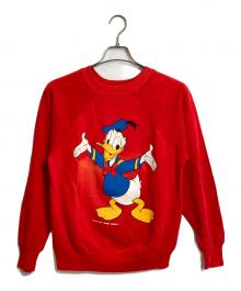 DISNEY（ディズニー）の古着「【古着】80’Ｓヴィンテージドナルドダックスウェット　起毛　80年代 the walt disney company コピーライター有　USA製」｜レッド