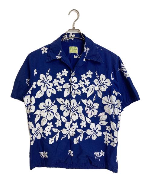 ui maikai（ウイマイカイ）ui maikai (ウイマイカイ) 【古着】70’S アロハシャツ ブルー　ハイビスカス　半袖シャツ　ハワイ製　70年代 ネイビー×ホワイト サイズ:実寸参照の古着・服飾アイテム