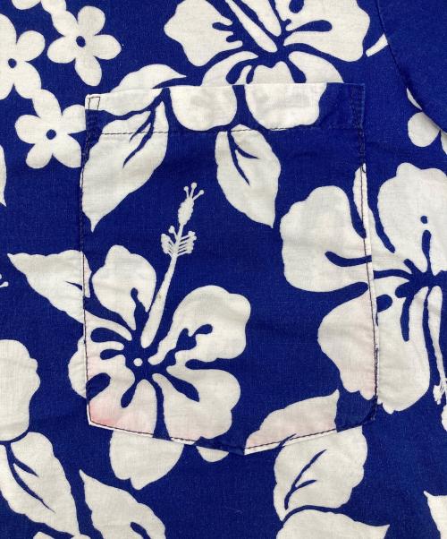 ui maikai（ウイマイカイ）ui maikai (ウイマイカイ) 【古着】70’S アロハシャツ ブルー　ハイビスカス　半袖シャツ　ハワイ製　70年代 ネイビー×ホワイト サイズ:実寸参照の古着・服飾アイテム