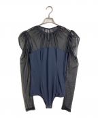 FETICOフェティコ）の古着「メッシュ切替カットソー Tulle combined body suit ボディスーツ　日本製」｜ネイビー×ブラック