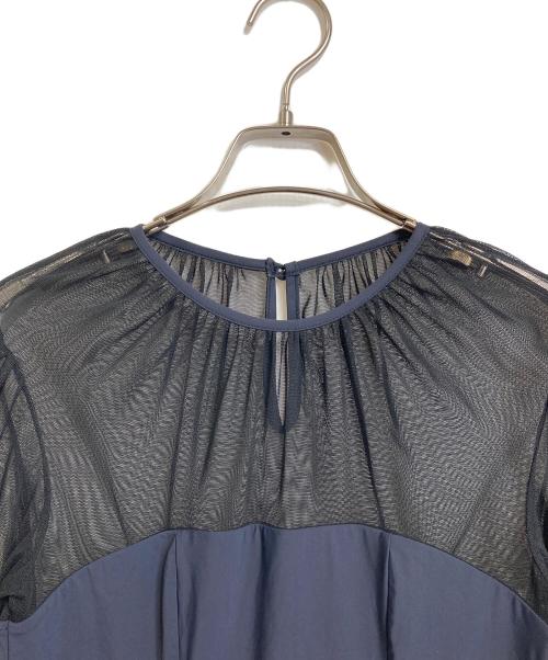 FETICO（フェティコ）FETICO (フェティコ) メッシュ切替カットソー Tulle combined body suit ボディスーツ　日本製 ネイビー×ブラック サイズ:2の古着・服飾アイテム