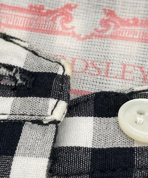 BEARDSLEY（ビアズリー）BEARDSLEY (ビアズリー) 先染めギャザーワンピース　長袖ワンピース　ギンガムチェック　ストライプ ホワイト×ブラック サイズ:1の古着・服飾アイテム