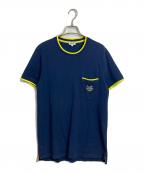 KENZOケンゾー）の古着「タイガーアップリケポケットTシャツ PIQUE TEE SHIRT」｜ネイビー×イエロー