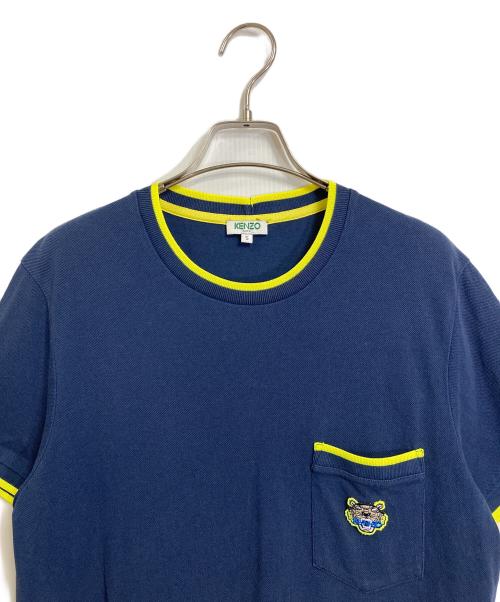 KENZO（ケンゾー）KENZO (ケンゾー) タイガーアップリケポケットTシャツ PIQUE TEE SHIRT ネイビー×イエロー サイズ:Sの古着・服飾アイテム