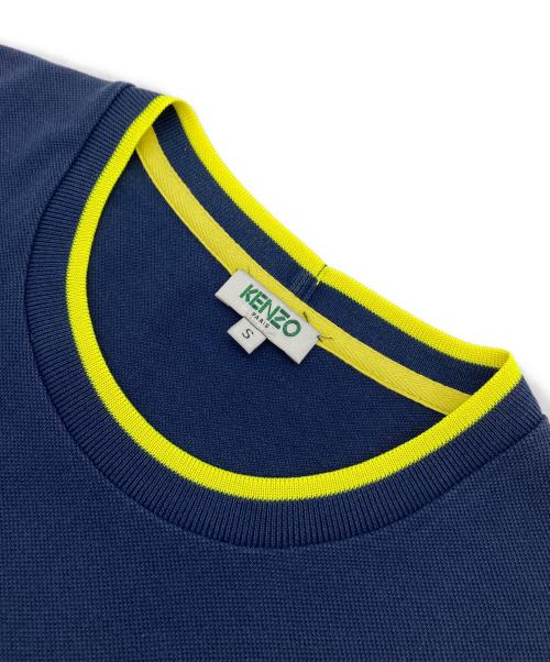 KENZO（ケンゾー）KENZO (ケンゾー) タイガーアップリケポケットTシャツ PIQUE TEE SHIRT ネイビー×イエロー サイズ:Sの古着・服飾アイテム