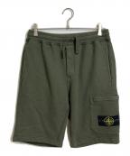 STONE ISLANDストーンアイランド）の古着「ワッペン付きスウェットハーフパンツ　コットンパンツ　」｜オリーブ