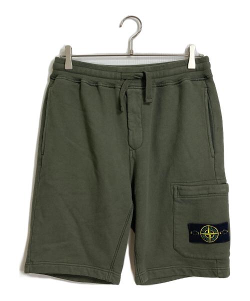 STONE ISLAND（ストーンアイランド）STONE ISLAND (ストーンアイランド) ワッペン付きスウェットハーフパンツ　コットンパンツ　 オリーブ サイズ:Sの古着・服飾アイテム