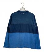 45rpm45アールピーエム）の古着「後染め切替モックネックカットソー　コットンカットソー」｜インディゴ