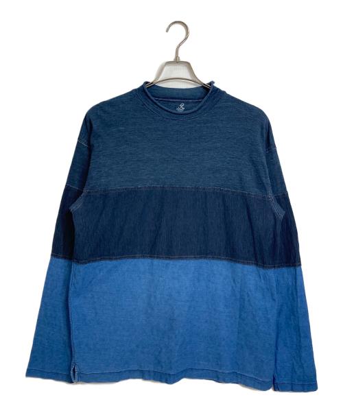 45rpm（45アールピーエム）45rpm (45アールピーエム) 後染め切替モックネックカットソー　コットンカットソー インディゴ サイズ:5の古着・服飾アイテム