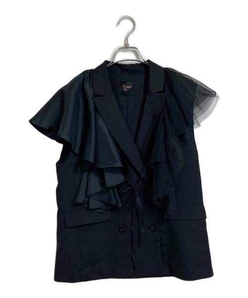 apart by（アパートバイ）apart by (アパートバイ) mi フリルサッシュベスト　ノースリーブジャケット　チュールサッシュ ブラック サイズ:FREE 未使用品の古着・服飾アイテム