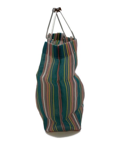 MARNI（マルニ）MARNI (マルニ) マーケット ストライプトートバッグ　メッシュバッグ グリーン×ピンク サイズ:実寸参照の古着・服飾アイテム