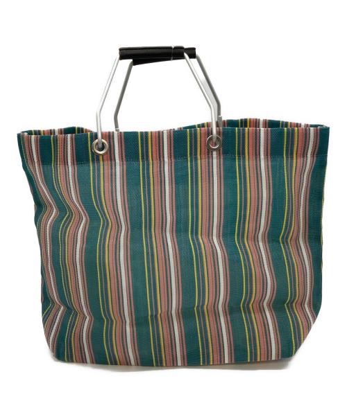 MARNI（マルニ）MARNI (マルニ) マーケット ストライプトートバッグ　メッシュバッグ グリーン×ピンク サイズ:実寸参照の古着・服飾アイテム
