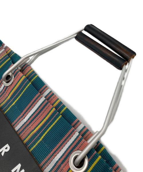 MARNI（マルニ）MARNI (マルニ) マーケット ストライプトートバッグ　メッシュバッグ グリーン×ピンク サイズ:実寸参照の古着・服飾アイテム