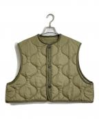 HYKEハイク）の古着「クロップドキルティングベスト　ナイロンベスト　中綿ベスト」｜グリーン