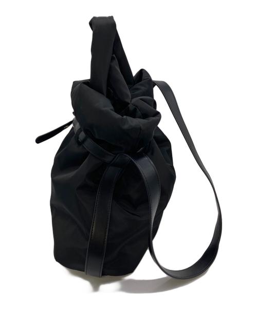 Adam et Rope（アダム エ ロペ）Adam et Rope (アダム エ ロペ) ベルトモチーフパフバッグ　ハンドバッグ　ショルダーバッグ ブラック サイズ:実寸参照の古着・服飾アイテム
