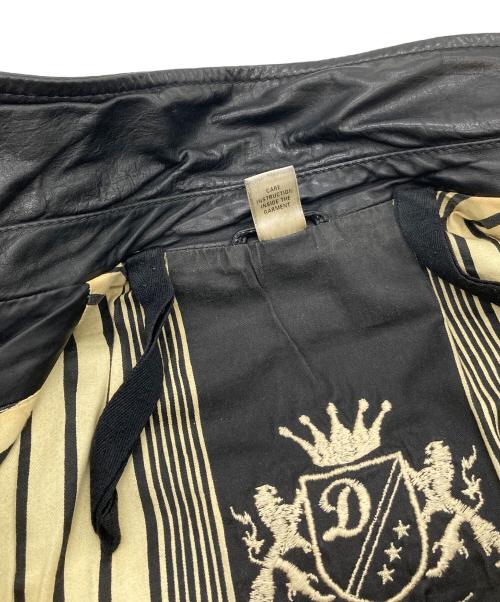 DIESEL（ディーゼル）DIESEL (ディーゼル) 【古着】00’Sライナー刺繍デザイン レザージャケット ミリタリージャケット　アウター　牛革　カウレザー　2000年代 ブラック サイズ:Sの古着・服飾アイテム